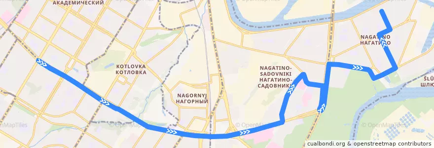 Mapa del recorrido Автобус 219: Метро "Профсоюзная" => Якорная улица de la línea  en Moskau.