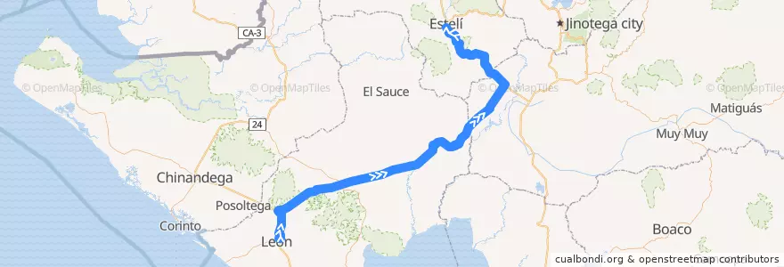 Mapa del recorrido Expreso: León => Estelí de la línea  en Никарагуа.