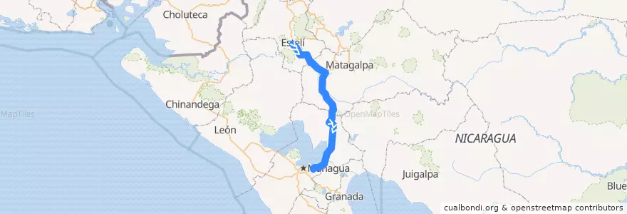 Mapa del recorrido Ruteado: Estelí - Managua de la línea  en Nicaragua.