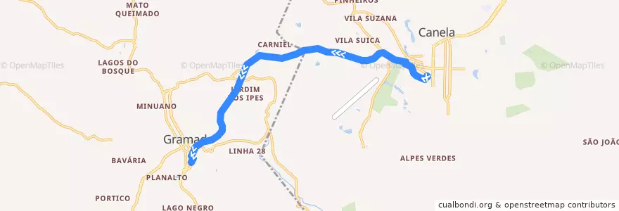 Mapa del recorrido CAN-GRA de la línea  en Região Geográfica Imediata de Caxias do Sul.