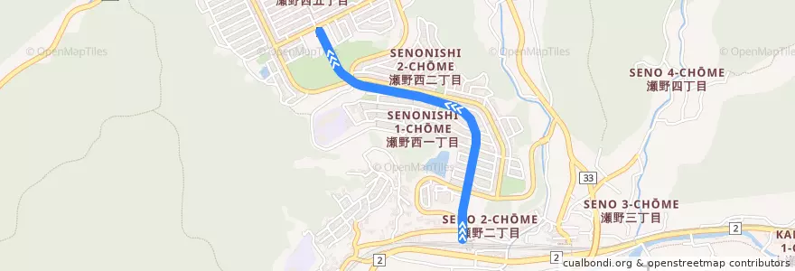 Mapa del recorrido スカイレールサービス広島短距離交通瀬野線 de la línea  en 安芸区.