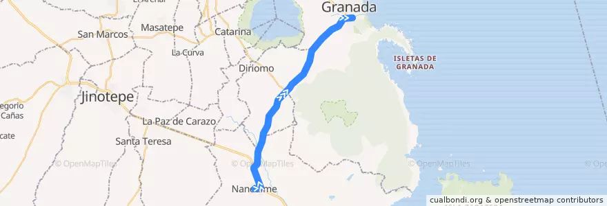 Mapa del recorrido Nandaime - Granada de la línea  en Granada.