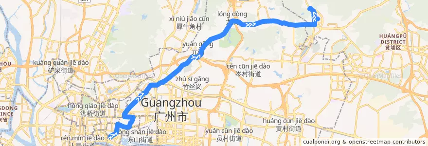 Mapa del recorrido 535路[白云路总站-联和(惠联路)总站] de la línea  en Гуанчжоу.