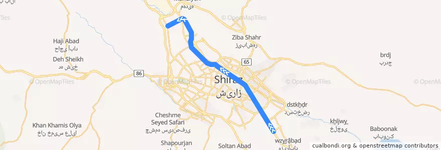 Mapa del recorrido خط ۱ de la línea  en شیراز.