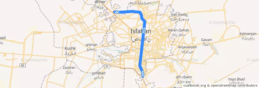 Mapa del recorrido خط ۱ de la línea  en اصفهان.
