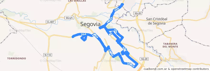 Mapa del recorrido Línea 4 de la línea  en Segovia.