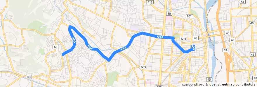 Mapa del recorrido 厚木48系統 de la línea  en 厚木市.