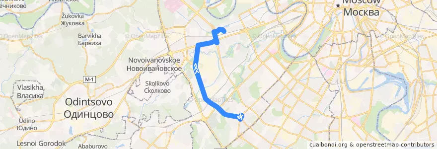 Mapa del recorrido Автобус 610: Метро "Юго-Западная" => Улица Герасима Курина de la línea  en Westlicher Verwaltungsbezirk.