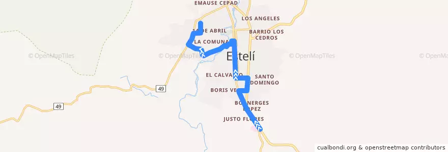 Mapa del recorrido Hospital - O.Gamez de la línea  en Estelí.