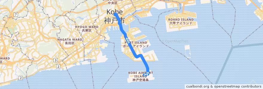 Mapa del recorrido ポートライナー de la línea  en 中央区.