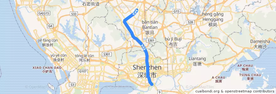 Mapa del recorrido 4号线（龙华线） de la línea  en 선전시.
