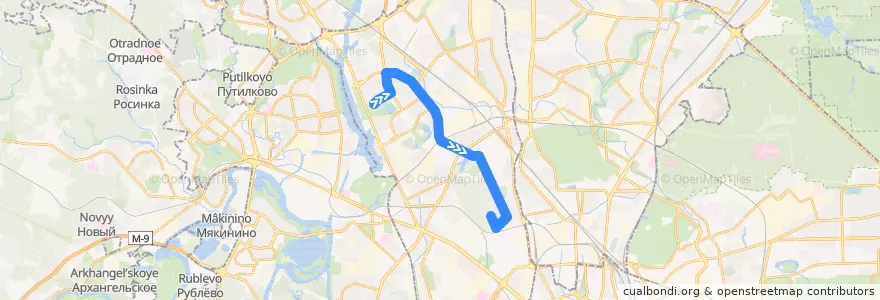 Mapa del recorrido Автобус 801: Метро "Речной вокзал" => 50-я городская больница de la línea  en Северный административный округ.