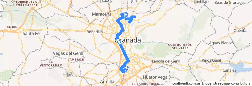 Mapa del recorrido Bus 5: Beethoveen → Parque Nueva Granada de la línea  en 그라나다.