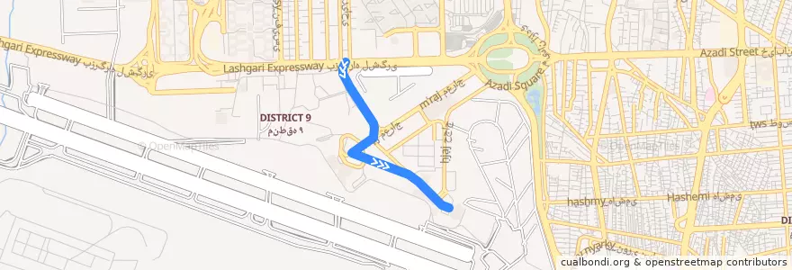 Mapa del recorrido خط ۴ de la línea  en Tahran.