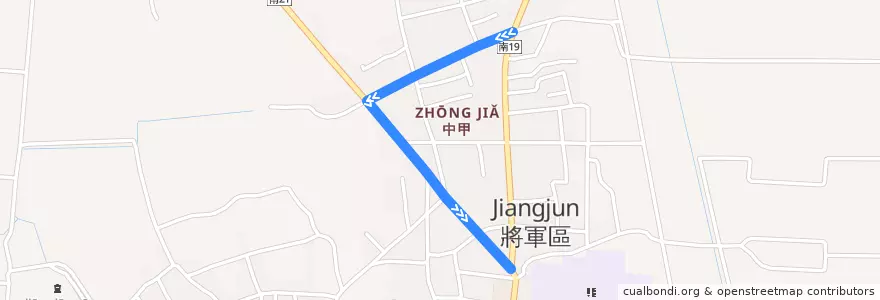 Mapa del recorrido 藍10(繞駛中社_返程) de la línea  en 將軍區.