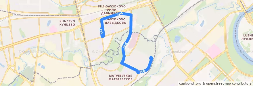 Mapa del recorrido Автобус 641к: Улица Ватутина => Матвеевское de la línea  en Западный административный округ.