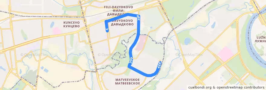 Mapa del recorrido Автобус 641к: Матвеевское => Улица Ватутина de la línea  en Западный административный округ.