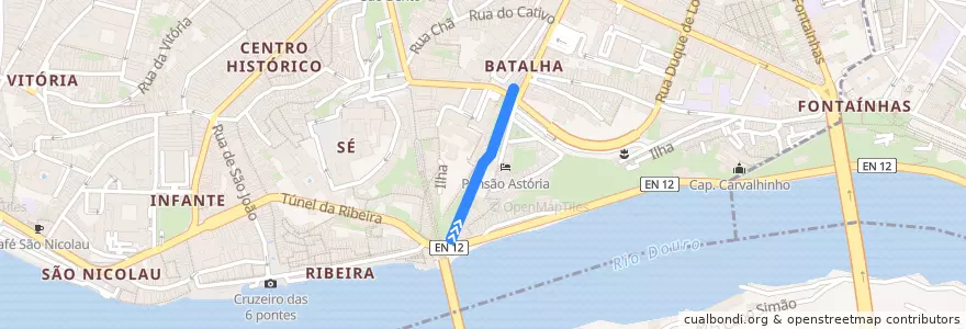 Mapa del recorrido Ribeira => Batalha de la línea  en Porto.