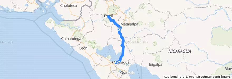 Mapa del recorrido Expreso: Managua - Estelí de la línea  en Nikaragua.