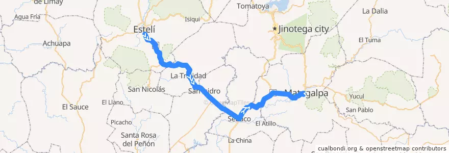 Mapa del recorrido Estelí - Matagalpa de la línea  en نيكاراجوا.