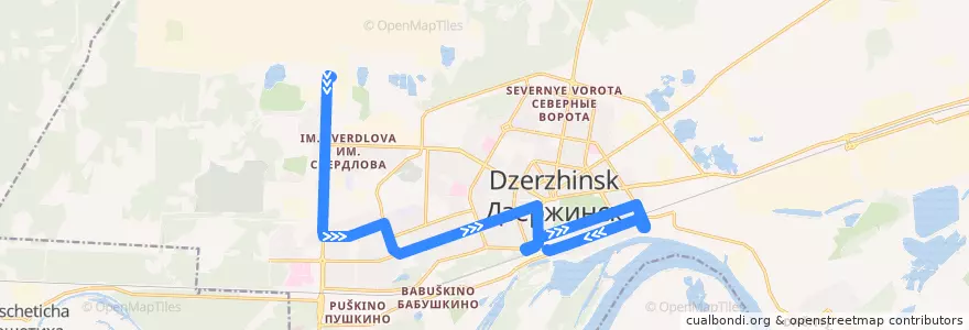Mapa del recorrido Автобус №28 (Завод им. Я.М. Свердлова – АО «Канат») de la línea  en городской округ Дзержинск.