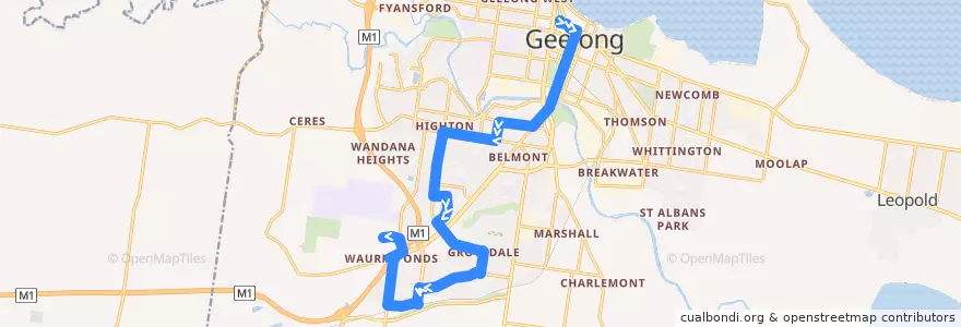 Mapa del recorrido Bus 42: Geelong Station => South Valley Road => Deakin University de la línea  en City of Greater Geelong.