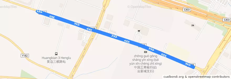Mapa del recorrido 666路(黄边北路总站环线) de la línea  en Baiyun District.