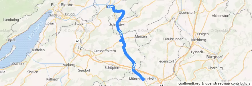 Mapa del recorrido Bus 898: Büren a.A. => Wengi b.B. => Münchenbuchsee de la línea  en Berna.