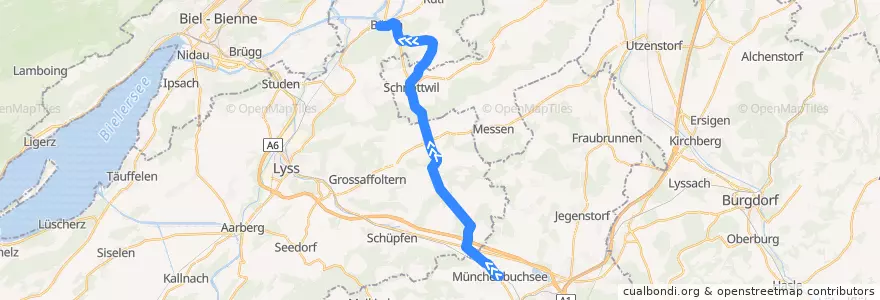 Mapa del recorrido Bus 898: Münchenbuchsee => Wengi b.B. => Büren a.A. de la línea  en Bern/Berne.