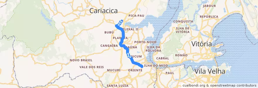 Mapa del recorrido 771 Porto de Cariacica / Terminal Itacibá de la línea  en 卡里亞西卡.