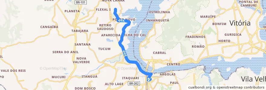 Mapa del recorrido 770 São Torquato / Bela Vista via Porto Velho de la línea  en Cariacica.