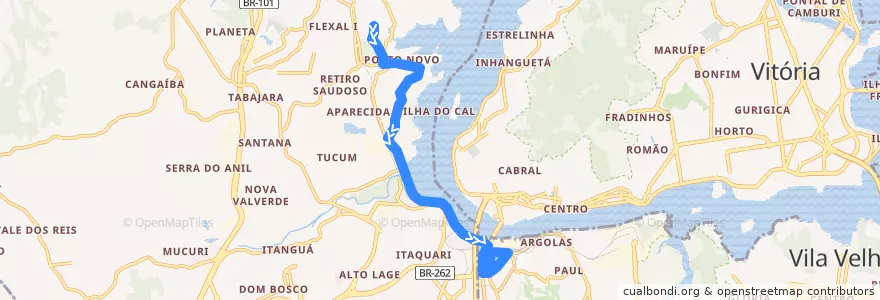 Mapa del recorrido 770F Bela Vista / São Torquato via Porto Velho/Hospital Ferroviário de la línea  en Microrregião Vitória.