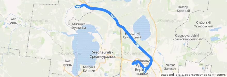 Mapa del recorrido Автобус 137. Посёлок Селен - Верхняя Пышма de la línea  en городской округ Верхняя Пышма.