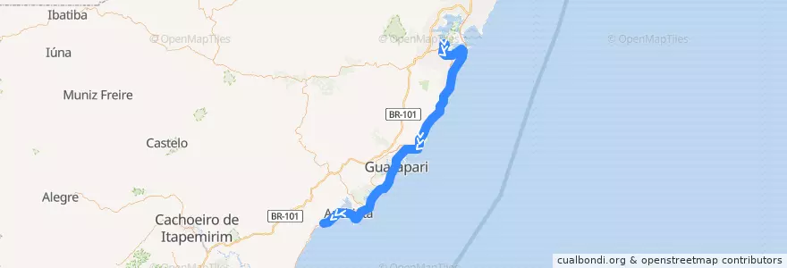 Mapa del recorrido 24 Vitória x Piúma [CONV] de la línea  en Região Geográfica Intermediária de Vitória.