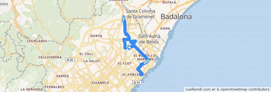 Mapa del recorrido V31 Trinitat Vella => Mar Bella de la línea  en Barcelona.
