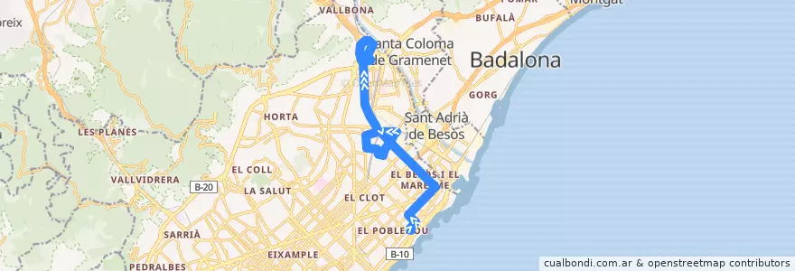 Mapa del recorrido V31 Mar Bella => Trinitat Vella de la línea  en Barcelona.