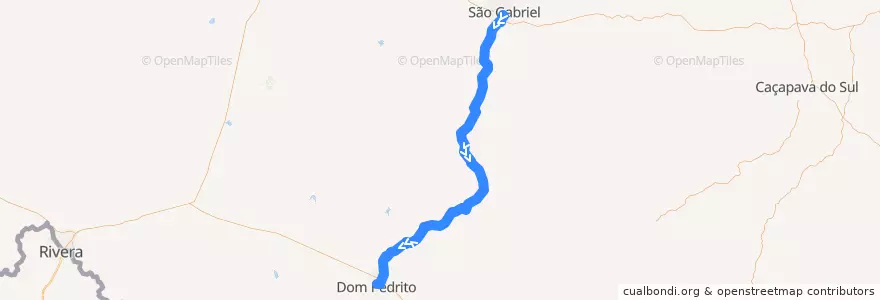 Mapa del recorrido São Gabriel → Dom Pedrito de la línea  en 히우그란지두술.