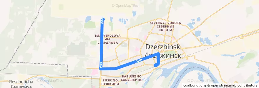 Mapa del recorrido Маршрутное такси №Т-33 (Завод им. Я.М. Свердлова - Вокзал) de la línea  en городской округ Дзержинск.