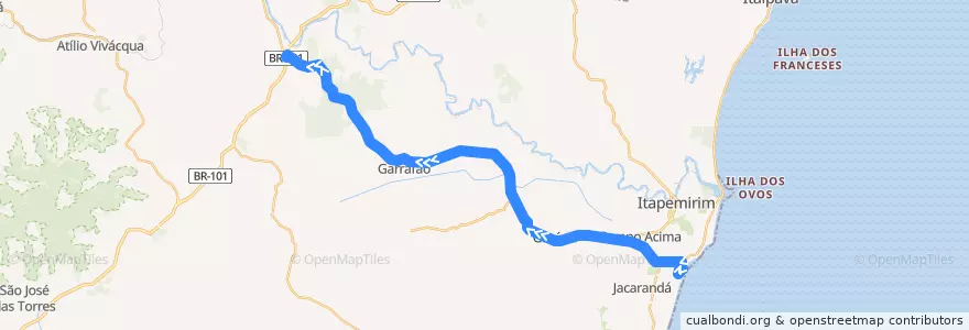 Mapa del recorrido 341/1 Marataízes - Safra de la línea  en Itapemirim.