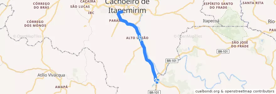 Mapa del recorrido 179/0 Safra - Cachoeiro de Itapemirim de la línea  en Cachoeiro de Itapemirim.