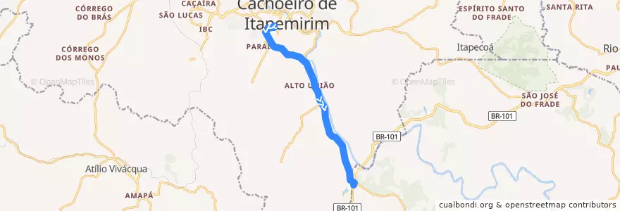 Mapa del recorrido 179/0 Cachoeiro de Itapemirim - Safra de la línea  en Cachoeiro de Itapemirim.