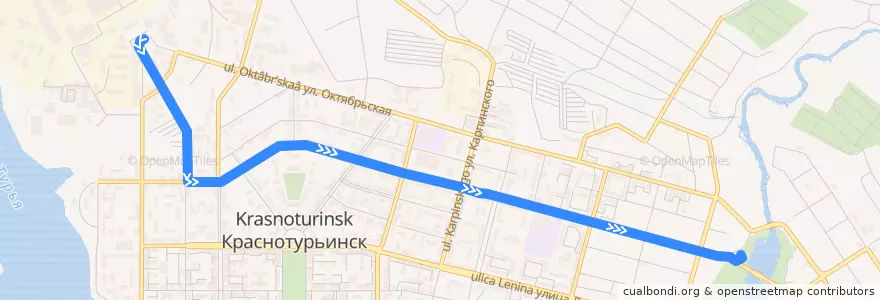Mapa del recorrido Богословский алюминиевый завод → Набережная улица de la línea  en городской округ Краснотурьинск.