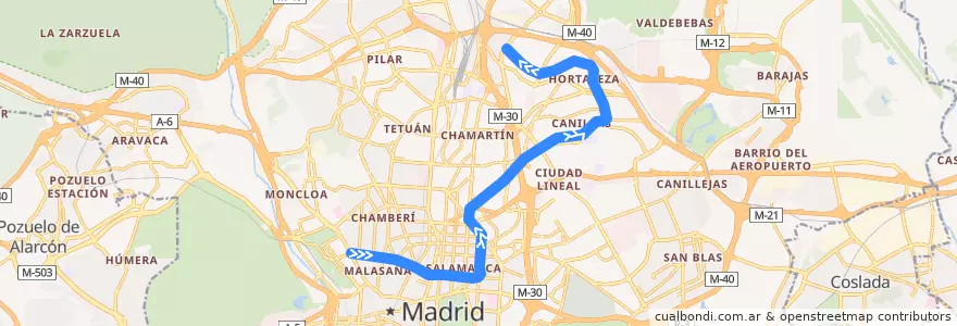 Mapa del recorrido Línea 4: Argüelles-Pinar de Chamartín de la línea  en مدريد.