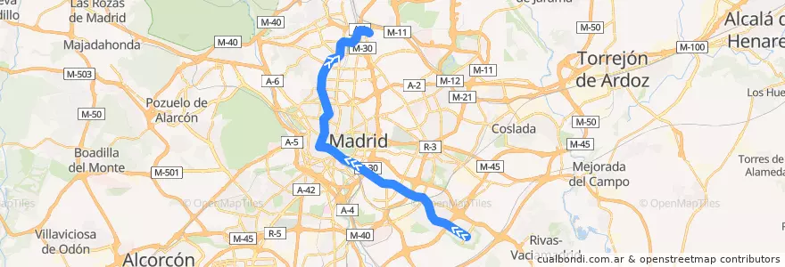Mapa del recorrido Línea 1: Valdecarros-Pinar de Chamartín de la línea  en مادرید.