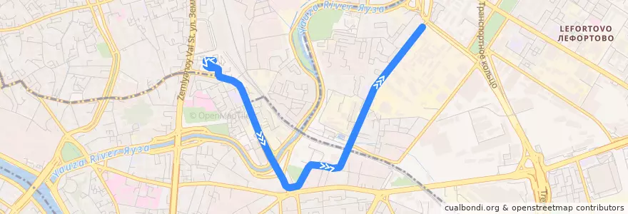 Mapa del recorrido Трамвай 20: Курский вокзал => Красноказарменная площадь de la línea  en Moscow.