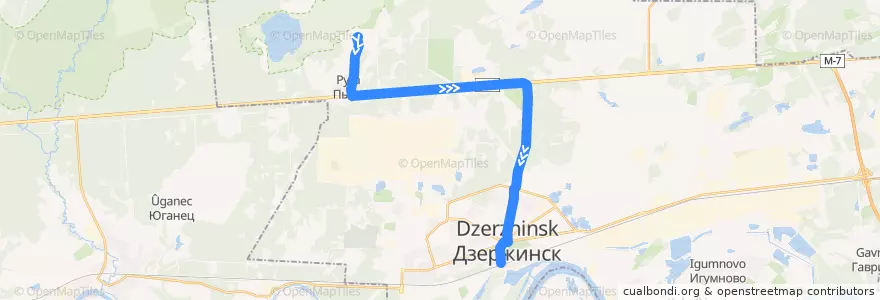 Mapa del recorrido Автобус №113/Т-113 (Пыра - автовокзал) de la línea  en городской округ Дзержинск.