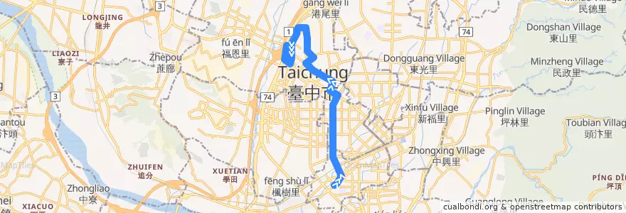 Mapa del recorrido 79路 (往中科管理局_返程) de la línea  en تاي شانغ.