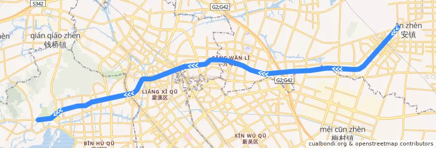 Mapa del recorrido 无锡地铁2号线 de la línea  en Wuxi.