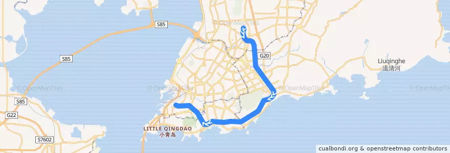 Mapa del recorrido 青岛地铁2号线 de la línea  en Qingdao City.