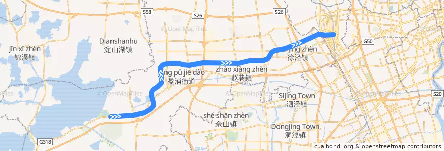 Mapa del recorrido Metro 17号线: 东方绿舟 → 虹桥火车站 de la línea  en Qingpu.